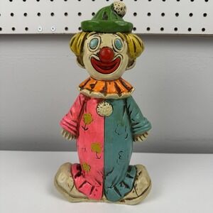 Vtg Double-Faced Clown Bank 60s Chalkware‎ Happy Sad Circus Decor